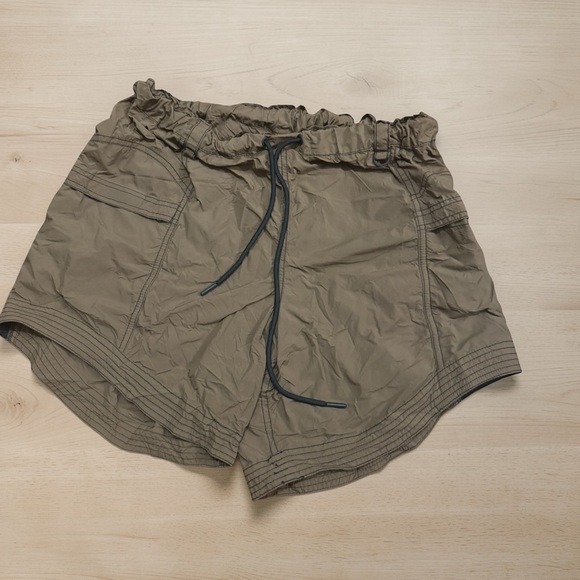 Free People Pants - Free People Olive Drawstring Paperbag Waist Athletic Shorts